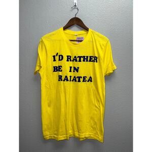 Vintage 80s French Polynesian Shirt Island I'd Rather Be In Raiatea 1980s Tee M